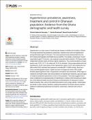 Cover image for Hypertension Prevalence, Awareness, Treatment and Control in Ghanaian Population: Evidence from the Ghana Demographic and Health Survey