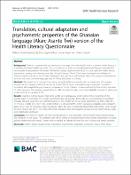 Cover image for Translation, Cultural Adaptation and Psychometric Properties of the Ghanaian Language (Akan; Asante Twi) Version of the Health Literacy Questionnaire